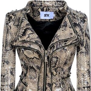 Fashion SX Rivet Faux Leather Jacket Zipper Moto Biker
